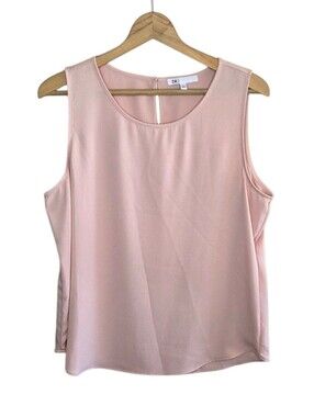 DR2 Light Pink Sleeveless Tank Blouse Keyhole Back Size Large Office Layering